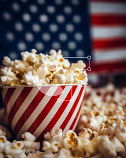 Σετ των 2 Intra Συλλεκτικό Ξύλινο Παζλ Plywood  4mm - Πατριωτικό μπολ ποπ κορν με αμερικανική σημαία Σε Ξύλινο Κουτί - Διαστάσεις: 10x10 cm – 25 κομμάτια