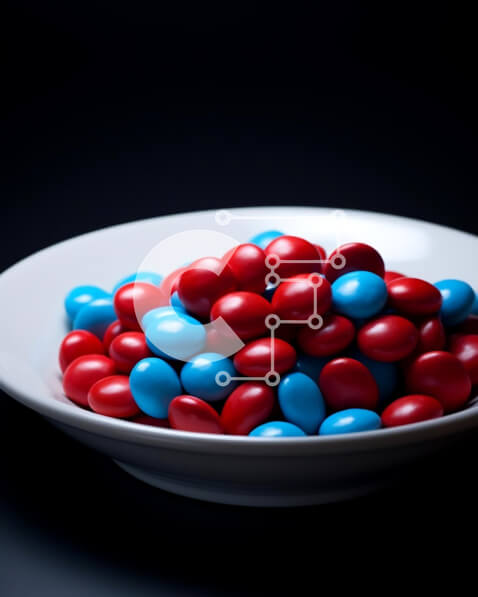 Intra Συλλεκτικό Ξύλινο Παζλ Plywood  4mm - Λευκό μπολ με κόκκινα και μπλε μπαστούνια καραμέλας Σε Ξύλινο Κουτί - Διαστάσεις: 10x10 cm – 25 κομμάτια