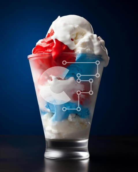 Σετ των 2 Intra Συλλεκτικό Ξύλινο Παζλ Plywood  4mm - Παγωτό Σούντα με αμερικανική σημαία Σε Ξύλινο Κουτί - Διαστάσεις: 10x10 cm – 25 κομμάτια