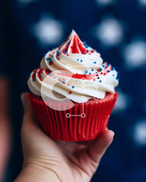 Σετ των 2 Intra Συλλεκτικό Ξύλινο Παζλ Plywood  4mm - Ανάποδο Cupcake με Κόκκινο, Λευκό και Μπλε γλάσο Σε Ξύλινο Κουτί - Διαστάσεις: 10x10 cm – 25 κομμάτια