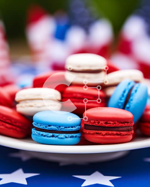 Σετ των 2 Intra Συλλεκτικό Ξύλινο Παζλ Plywood  4mm - Αμυγδαλωτά της 4ης Ιουλίου σε τραπεζομάντιλο αμερικανικής σημαίας Σε Ξύλινο Κουτί - Διαστάσεις: 10x10 cm – 25 κομμάτια