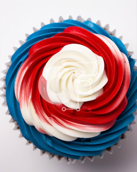 Σετ των 2 Intra Συλλεκτικό Ξύλινο Παζλ Plywood  4mm - Cupcake με αμερικανική σημαία με κόκκινο, λευκό και μπλε γλάσο Σε Ξύλινο Κουτί - Διαστάσεις: 10x10 cm – 25 κομμάτια