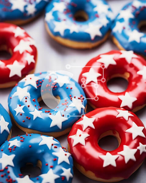 Σετ των 2 Intra Συλλεκτικό Ξύλινο Παζλ Plywood  4mm - Ντόνατς με θέμα την αμερικανική σημαία Σε Ξύλινο Κουτί - Διαστάσεις: 10x10 cm – 25 κομμάτια