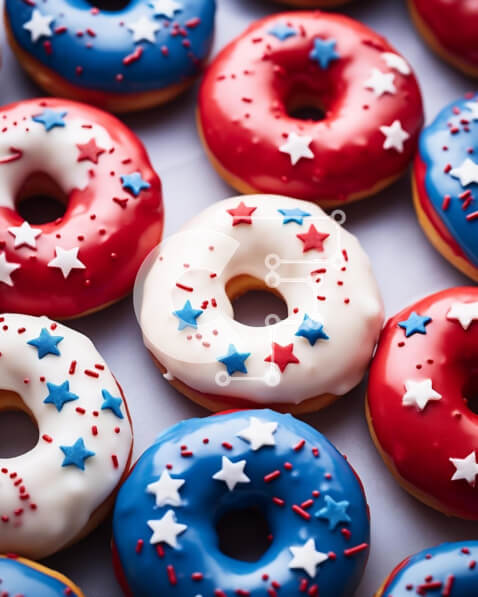 Σετ των 2 Intra Συλλεκτικό Ξύλινο Παζλ Plywood  4mm - Ποικιλία κόκκινων, λευκών και μπλε ντόνατς με αστέρια Σε Ξύλινο Κουτί - Διαστάσεις: 10x10 cm – 25 κομμάτια