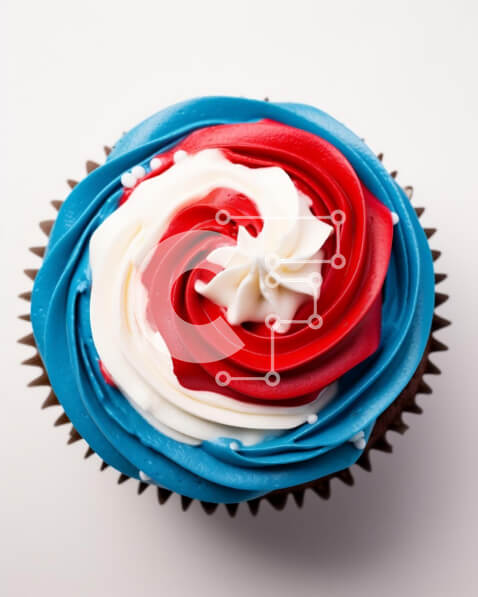 Σετ των 2 Intra Συλλεκτικό Ξύλινο Παζλ Plywood  4mm - Πατριωτικό Cupcake με Κόκκινο, Λευκό και Μπλε γλάσο Σε Ξύλινο Κουτί - Διαστάσεις: 10x10 cm – 25 κομμάτια