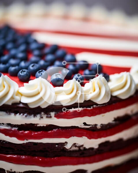 Σετ των 2 Intra Συλλεκτικό Ξύλινο Παζλ Plywood  4mm - Τούρτα με πατριωτικό θέμα με αμερικανική σημαία και βατόμουρα Σε Ξύλινο Κουτί - Διαστάσεις: 10x10 cm – 25 κομμάτια