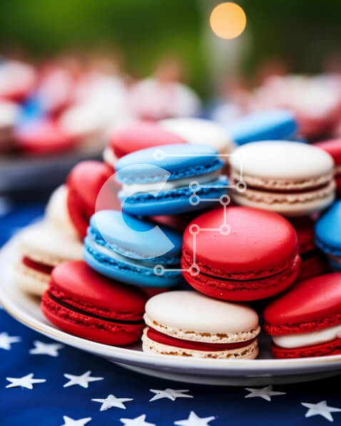 Intra Συλλεκτικό Ξύλινο Παζλ Plywood  4mm - Επιδόρπια 4ης Ιουλίου σε τραπεζομάντιλο με θέμα την αμερικανική σημαία Σε Ξύλινο Κουτί - Διαστάσεις: 10x10 cm – 25 κομμάτια