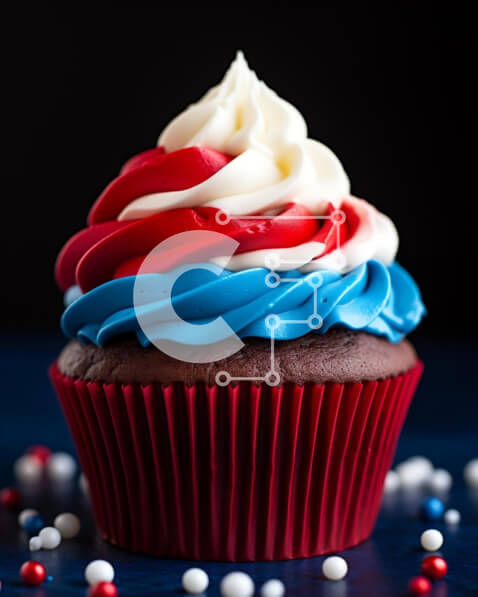 Σετ των 2 Intra Συλλεκτικό Ξύλινο Παζλ Plywood  4mm - Πατριωτικό Cupcake με Κόκκινο, Λευκό και Μπλε γλάσο Σε Ξύλινο Κουτί - Διαστάσεις: 10x10 cm – 25 κομμάτια
