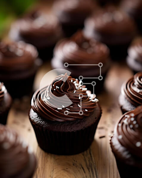 Σετ των 2 Intra Συλλεκτικό Ξύλινο Παζλ Plywood  4mm - Στοίβα από Cupcakes σοκολάτας με ψεκασμούς Σε Ξύλινο Κουτί - Διαστάσεις: 10x10 cm – 25 κομμάτια