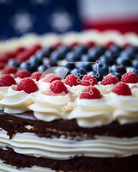 Σετ των 2 Intra Συλλεκτικό Ξύλινο Παζλ Plywood  4mm - Πατριωτικό κέικ αμερικανικής σημαίας με μούρα και σαντιγί Σε Ξύλινο Κουτί - Διαστάσεις: 10x10 cm – 25 κομμάτια