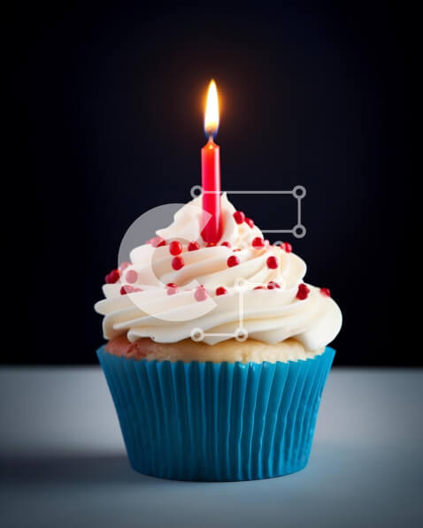 Σετ των 2 Intra Συλλεκτικό Ξύλινο Παζλ Plywood  4mm - Μπλε cupcake με αναμμένο κερί και ψεκασμοί Σε Ξύλινο Κουτί - Διαστάσεις: 10x10 cm – 25 κομμάτια