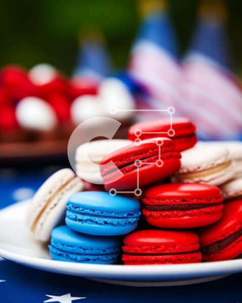 Σετ των 2 Intra Συλλεκτικό Ξύλινο Παζλ Plywood  4mm - Πατριωτικά επιδόρπια με τραπεζομάντιλο αμερικανικής σημαίας Σε Ξύλινο Κουτί - Διαστάσεις: 10x10 cm – 25 κομμάτια