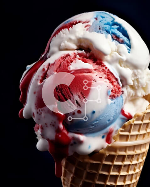 Σετ των 2 Intra Συλλεκτικό Ξύλινο Παζλ Plywood  4mm - Κόκκινο, λευκό και μπλε παγωτό χωνάκι βάφλα αμερικανικής έμπνευσης Σε Ξύλινο Κουτί - Διαστάσεις: 10x10 cm – 25 κομμάτια