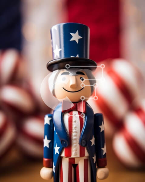 Intra Συλλεκτικό Ξύλινο Παζλ Plywood  4mm - Φιγούρα παιχνιδιών θείου Σαμ με στολή αμερικανικής σημαίας Σε Ξύλινο Κουτί - Διαστάσεις: 10x10 cm – 25 κομμάτια