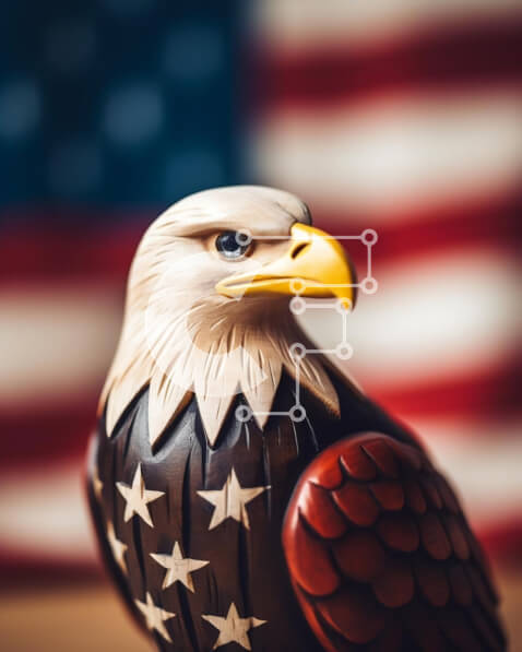 Intra Συλλεκτικό Ξύλινο Παζλ Plywood  4mm - Ειδώλιο αετού με αμερικανική σημαία για την ημέρα της ανεξαρτησίας Σε Ξύλινο Κουτί - Διαστάσεις: 10x10 cm – 25 κομμάτια