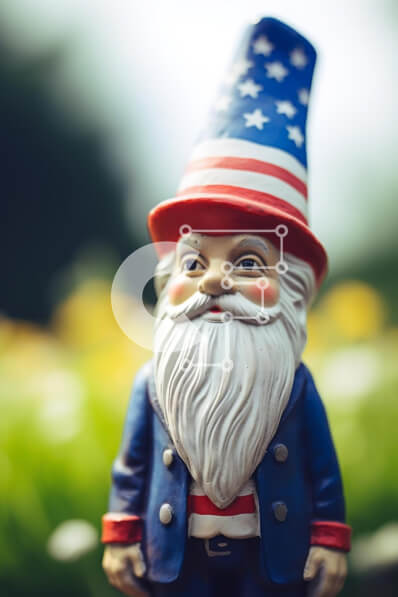 Intra Συλλεκτικό Ξύλινο Παζλ Plywood  4mm - Patriotic Gnome με καπέλο και στολή με αμερικανική σημαία Σε Ξύλινο Κουτί - Διαστάσεις Puzzle: 10x10 cm – 25 κομμάτια