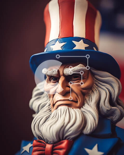 Intra Συλλεκτικό Ξύλινο Παζλ Plywood  4mm - Άγαλμα θείου με πατριωτική ενδυμασία Σε Ξύλινο Κουτί - Διαστάσεις Puzzle: 10x10 cm – 25 κομμάτια