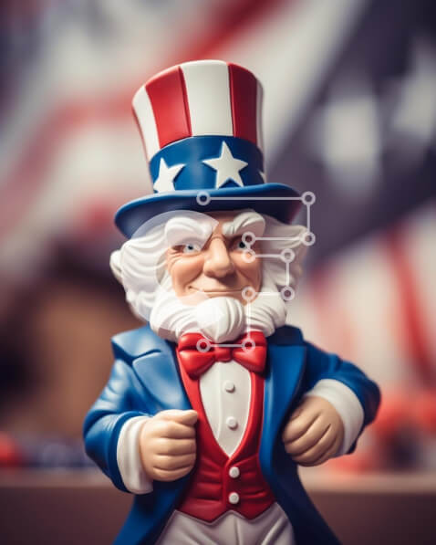 Intra Συλλεκτικό Ξύλινο Παζλ Plywood  4mm - Το ειδώλιο του θείου Σαμ με πατριωτική ενδυμασία Σε Ξύλινο Κουτί - Διαστάσεις: 10x10 cm – 25 κομμάτια