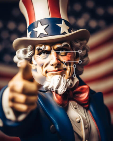 Intra Συλλεκτικό Ξύλινο Παζλ Plywood  4mm - Πατριωτικό άγαλμα του θείου Σαμ και των Αμερικανών Προέδρων Σε Ξύλινο Κουτί - Διαστάσεις: 10x10 cm – 25 κομμάτια