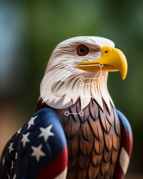 Intra Συλλεκτικό Ξύλινο Παζλ Plywood  4mm - Πλαστικό άγαλμα αετού με αμερικανική σημαία Σε Ξύλινο Κουτί - Διαστάσεις: 10x10 cm – 25 κομμάτια