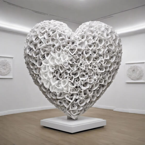 Intra Συλλεκτικό Ξύλινο Παζλ Plywood  4mm - Γλυπτό σε σχήμα καρδιάς σε μια γκαλερί τέχνης Σε Ξύλινο Κουτί - Διαστάσεις Puzzle: 10x10 cm – 25 κομμάτια