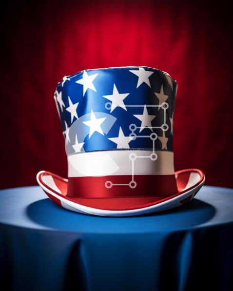 Intra Συλλεκτικό Ξύλινο Παζλ Plywood  4mm - Καπέλο με αμερικανική σημαία για πατριωτικές γιορτές Σε Ξύλινο Κουτί - Διαστάσεις: 10x10 cm – 25 κομμάτια