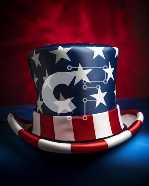 Intra Συλλεκτικό Ξύλινο Παζλ Plywood  4mm - Πατριωτικό καπέλο με μοτίβο αμερικανικής σημαίας και πυροτεχνήματα Σε Ξύλινο Κουτί - Διαστάσεις: 10x10 cm – 25 κομμάτια