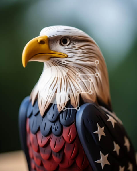 Intra Συλλεκτικό Ξύλινο Παζλ Plywood  4mm - Ειδώλιο Αμερικανικού Αετού σε κόκκινο, λευκό και μπλε σχέδιο Σε Ξύλινο Κουτί - Διαστάσεις: 10x10 cm – 25 κομμάτια