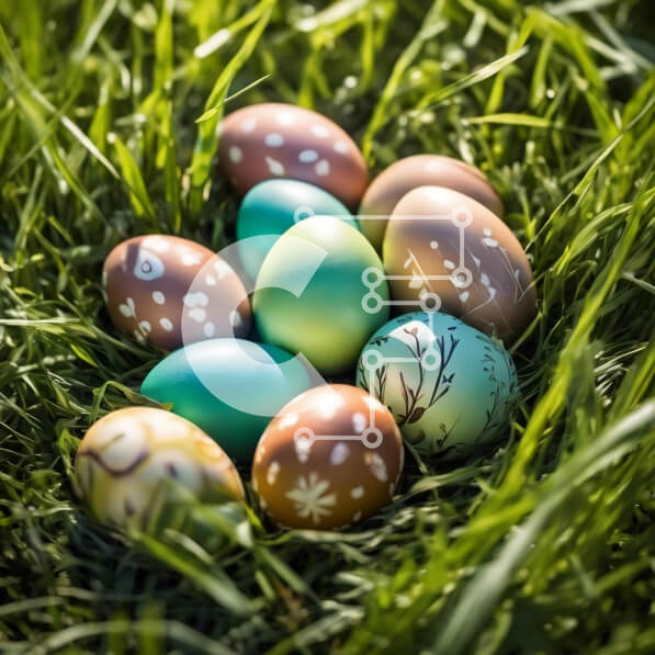 Intra Συλλεκτικό Ξύλινο Παζλ Plywood  4mm - Διακοσμημένα Πασχαλινά αυγά σε γρασίδι Σε Ξύλινο Κουτί - Διαστάσεις: 10x10 cm – 25 κομμάτια