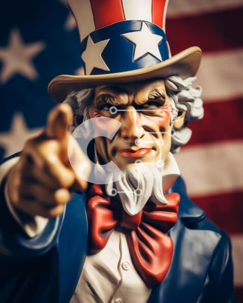 Intra Συλλεκτικό Ξύλινο Παζλ Plywood  4mm - Άγαλμα θείου Σαμ και αμερικανική σημαία Σε Ξύλινο Κουτί - Διαστάσεις Puzzle: 10x10 cm – 25 κομμάτια