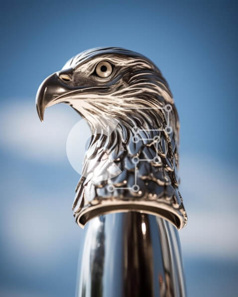 Σετ των 2 Intra Συλλεκτικό Ξύλινο Παζλ Plywood  4mm - Κοντινό πλάνο της διακόσμησης του κεφαλιού του αετού Σε Ξύλινο Κουτί - Διαστάσεις: 10x10 cm – 25 κομμάτια