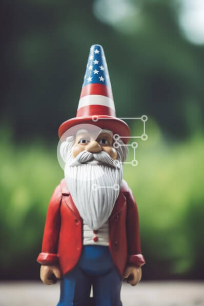 Intra Συλλεκτικό Ξύλινο Παζλ Plywood  4mm - Παιχνίδι gnome με θέμα την αμερικανική σημαία σε εξωτερικό περιβάλλον Σε Ξύλινο Κουτί - Διαστάσεις: 10x10 cm – 25 κομμάτια