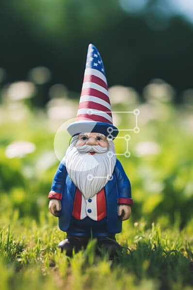 Intra Συλλεκτικό Ξύλινο Παζλ Plywood  4mm - Toy Gnome με στολή αμερικανικής σημαίας για τις 4 Ιουλίου Σε Ξύλινο Κουτί - Διαστάσεις: 10x10 cm – 25 κομμάτια