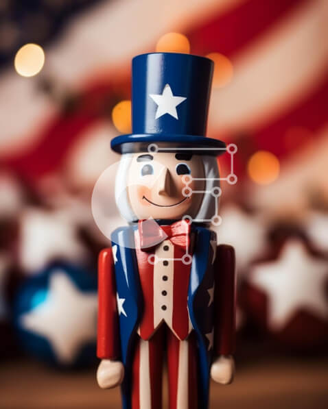 Intra Συλλεκτικό Ξύλινο Παζλ Plywood  4mm - Πατριωτικός θείος Σαμ Καρυοθραύστης Παιχνίδι για τους εορτασμούς της 4ης Ιουλίου Σε Ξύλινο Κουτί - Διαστάσεις: 10x10 cm – 25 κομμάτια