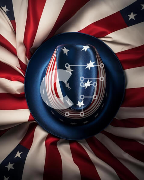 Intra Συλλεκτικό Ξύλινο Παζλ Plywood  4mm - Πατριωτικό καπέλο Fedora στην αμερικανική σημαία Σε Ξύλινο Κουτί - Διαστάσεις: 10x10 cm – 25 κομμάτια