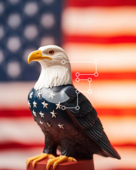 Intra Συλλεκτικό Ξύλινο Παζλ Plywood  4mm - Ειδώλιο Πατριωτικού Αετού στις 4 Ιουλίου Σε Ξύλινο Κουτί - Διαστάσεις: 10x10 cm – 25 κομμάτια