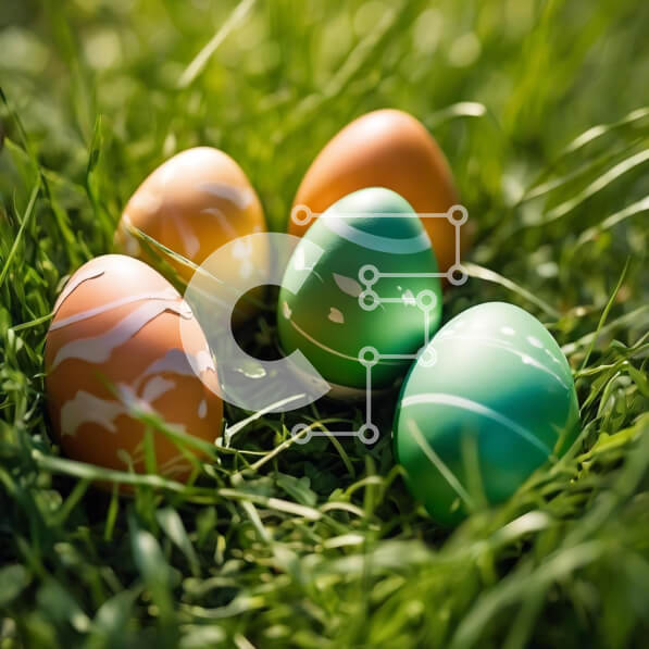 Intra Συλλεκτικό Ξύλινο Παζλ Plywood  4mm - Πολύχρωμα Πασχαλινά αυγά στο γρασίδι Σε Ξύλινο Κουτί - Διαστάσεις: 10x10 cm – 25 κομμάτια