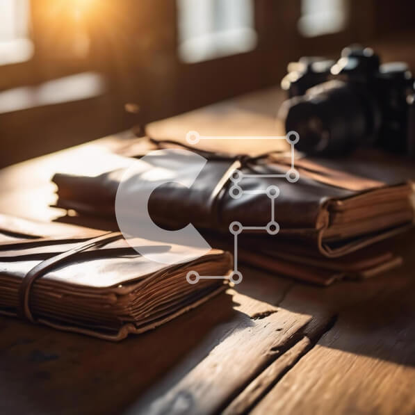 Intra Συλλεκτικό Ξύλινο Παζλ Plywood  4mm - Ξύλινο τραπέζι με βιβλία και κάμερα Σε Ξύλινο Κουτί - Διαστάσεις: 10x10 cm – 25 κομμάτια