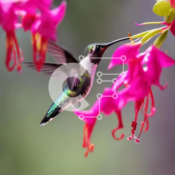 Intra Συλλεκτικό Ξύλινο Παζλ Plywood  4mm - Κολίμπρι που τρέφεται με ροζ λουλούδια Σε Ξύλινο Κουτί - Διαστάσεις: 10x10 cm – 25 κομμάτια