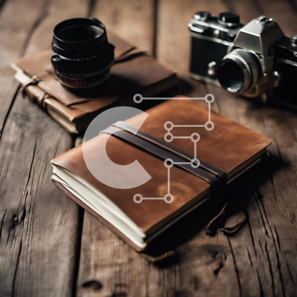 Intra Συλλεκτικό Ξύλινο Παζλ Plywood  4mm - Vintage κάμερα, σημειωματάριο και φλιτζάνια καφέ σε ξύλινο τραπέζι Σε Ξύλινο Κουτί - Διαστάσεις: 10x10 cm – 25 κομμάτια