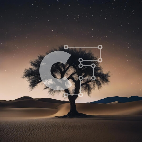 Intra Συλλεκτικό Ξύλινο Παζλ Plywood  4mm - Μοναχικό δέντρο στην έρημο τη νύχτα Σε Ξύλινο Κουτί - Διαστάσεις: 10x10 cm – 25 κομμάτια