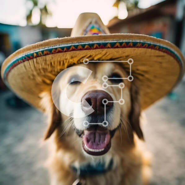 Intra Συλλεκτικό Ξύλινο Παζλ Plywood  4mm - Χαμογελαστός σκύλος με μεξικάνικο καπέλο σομπρέρο Σε Ξύλινο Κουτί - Διαστάσεις: 10x10 cm – 25 κομμάτια