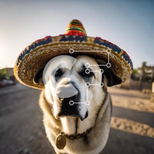 Intra Συλλεκτικό Ξύλινο Παζλ Plywood  4mm - Λευκός σκύλος με κεντημένο καπέλο σομπρέρο Σε Ξύλινο Κουτί - Διαστάσεις: 10x10 cm – 25 κομμάτια