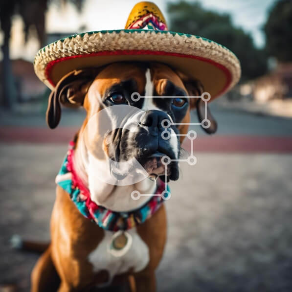 Intra Συλλεκτικό Ξύλινο Παζλ Plywood  4mm - Σκύλος μπόξερ σε μεξικάνικο σομπρέρο Σε Ξύλινο Κουτί - Διαστάσεις: 10x10 cm – 25 κομμάτια