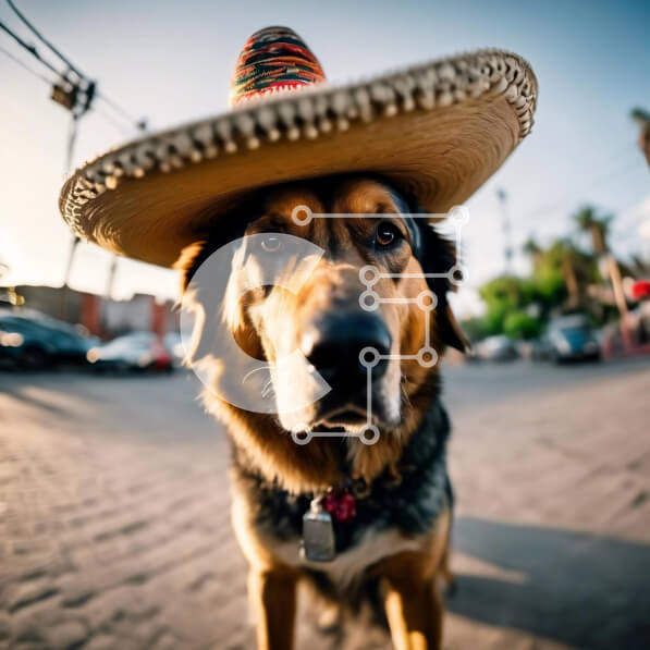 Intra Συλλεκτικό Ξύλινο Παζλ Plywood  4mm - Καφέ σκύλος που φορά μεξικάνικο καπέλο σομπρέρο Σε Ξύλινο Κουτί - Διαστάσεις: 10x10 cm – 25 κομμάτια