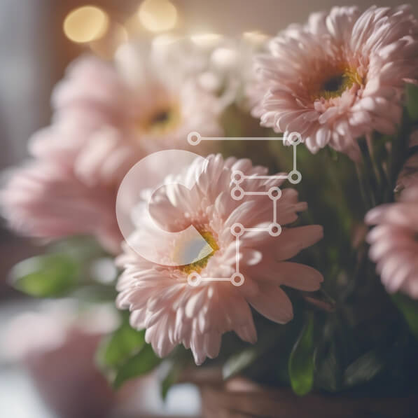 Intra Συλλεκτικό Ξύλινο Παζλ Plywood  4mm - Φρέσκες ροζ μαργαρίτες σε ξύλινο καλάθι Σε Ξύλινο Κουτί - Διαστάσεις: 10x10 cm – 25 κομμάτια