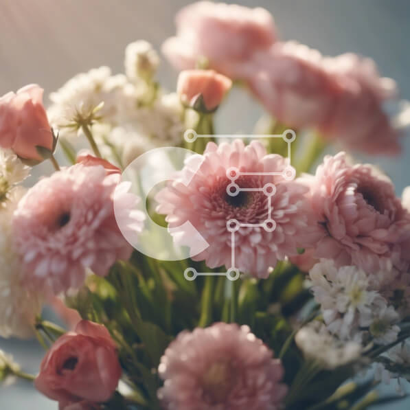 Intra Συλλεκτικό Ξύλινο Παζλ Plywood  4mm - Όμορφη ανθοσύνθεση με ροζ και λευκά άνθη Σε Ξύλινο Κουτί - Διαστάσεις: 10x10 cm – 25 κομμάτια