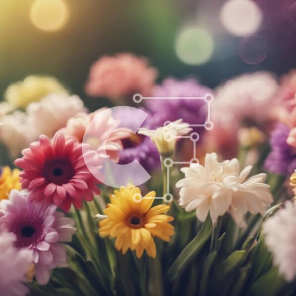 Intra Συλλεκτικό Ξύλινο Παζλ Plywood  4mm - Πολύχρωμο μπουκέτο λουλουδιών που περιλαμβάνει μαργαρίτες, ηλίανθους και ασφόδελους Σε Ξύλινο Κουτί - Διαστάσεις: 10x10 cm – 25 κομμάτια