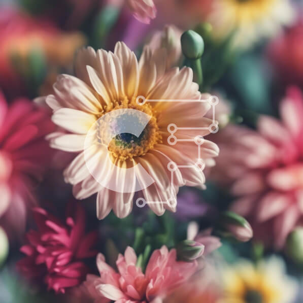 Σετ των 2 Intra Συλλεκτικό Ξύλινο Παζλ Plywood  4mm - Ζωντανό μπουκέτο με ροζ, κίτρινα και λευκά λουλούδια Σε Ξύλινο Κουτί - Διαστάσεις: 10x10 cm – 25 κομμάτια