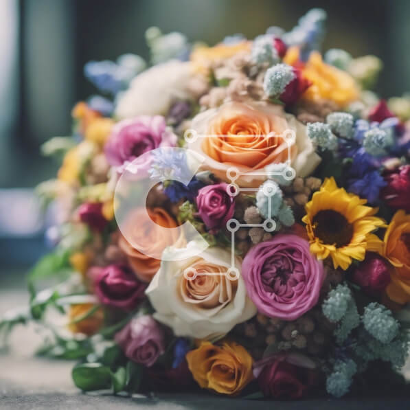 Intra Συλλεκτικό Ξύλινο Παζλ Plywood  4mm - Πολύχρωμο μπουκέτο λουλουδιών με τριαντάφυλλα, μαργαρίτες, γαρίφαλα και ηλίανθους Σε Ξύλινο Κουτί - Διαστάσεις: 10x10 cm – 25 κομμάτια